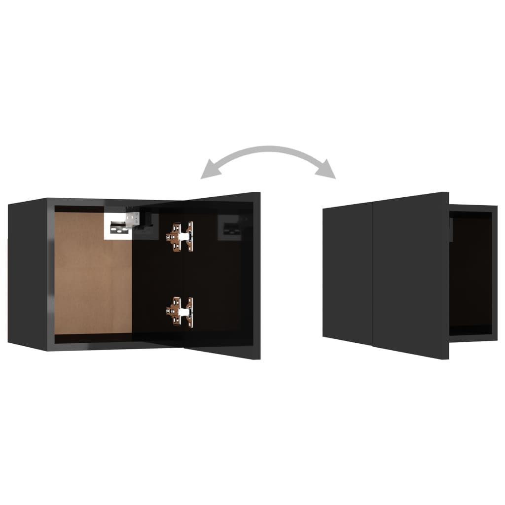 vidaXL Muebles de salón de pared negro brillo 30,5x30x30 cm