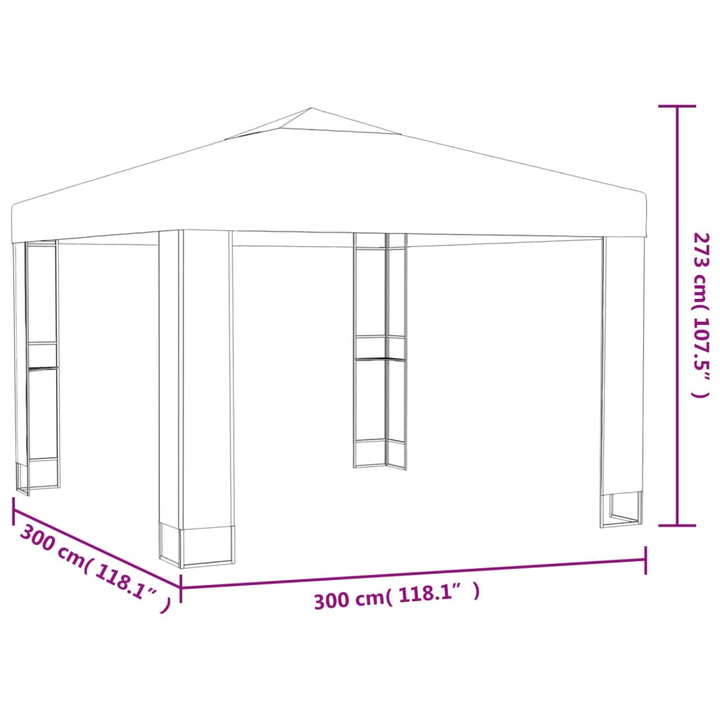 vidaXL Cenador con doble techo gris taupe 3x3x2,7 m 180 g/m²