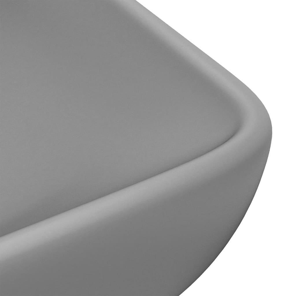 vidaXL Lavabo de lujo de cerámica rectangular gris claro mate 71x38 cm