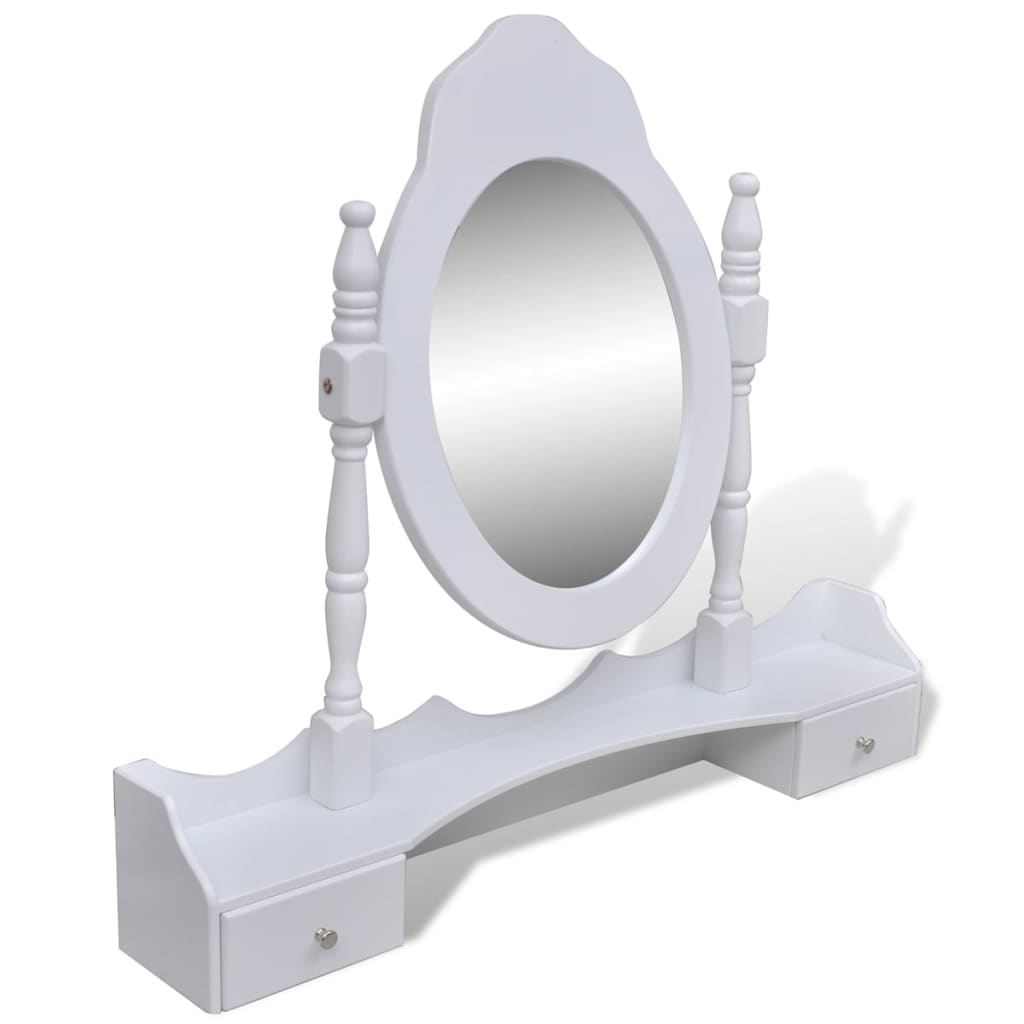 vidaXL Tocador con espejo y taburete 7 cajones blanco