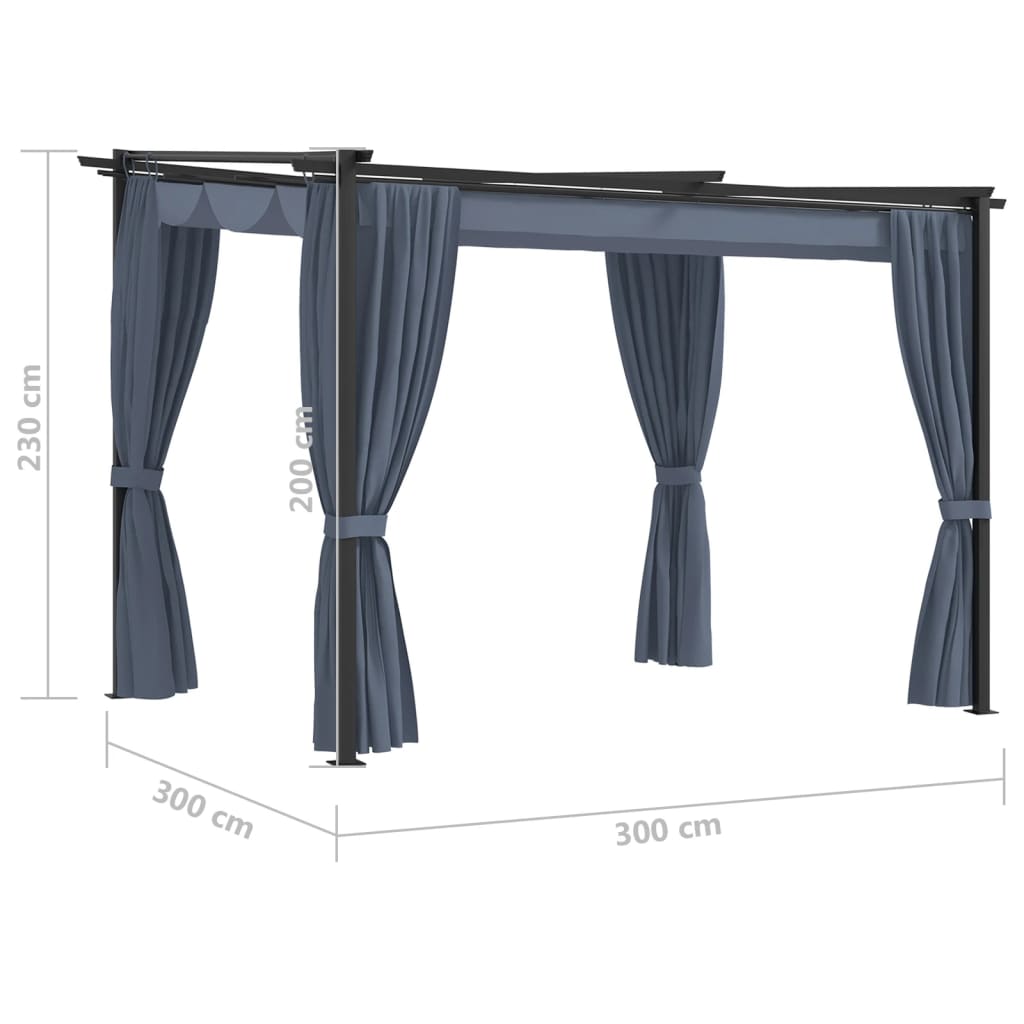 vidaXL Cenador con cortinas acero gris antracita 3x3 m