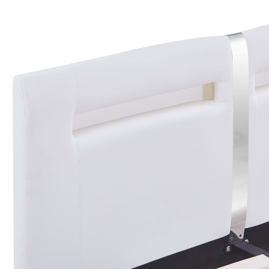 vidaXL Estructura de cama con LED cuero sintético blanco 120x200 cm