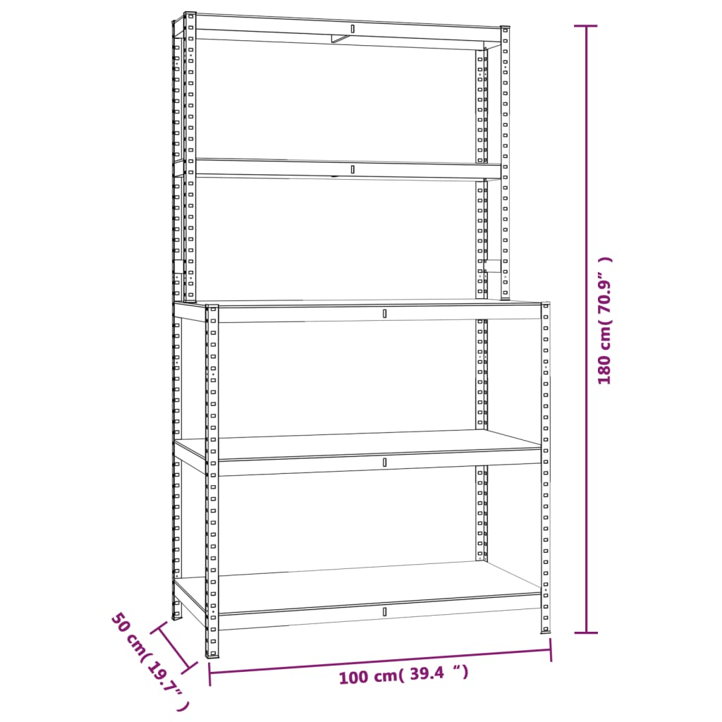 vidaXL Mesa de trabajo con estantes 5 niveles madera y acero antracita