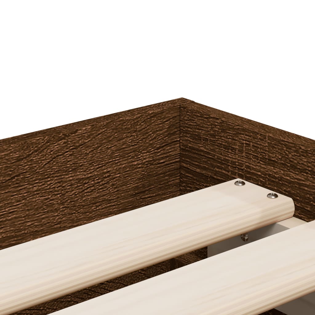 vidaXL Cama con cajones madera de ingeniería marrón roble 75x190 cm