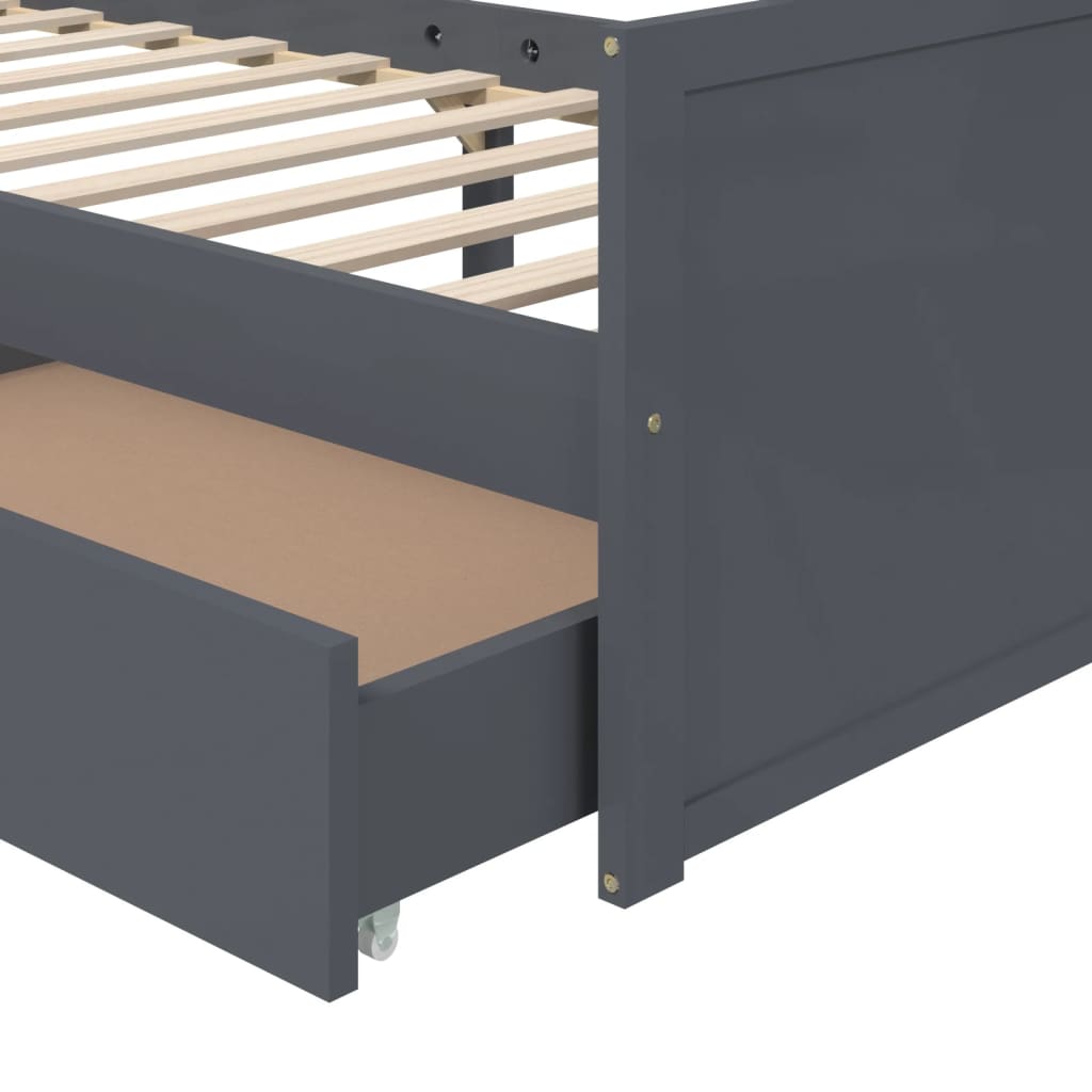 vidaXL Estructura cama con cajones madera maciza de pino gris 90x200cm