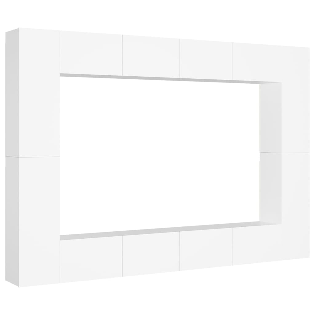 vidaXL Juego de mueble para TV de 8 piezas aglomerado blanco