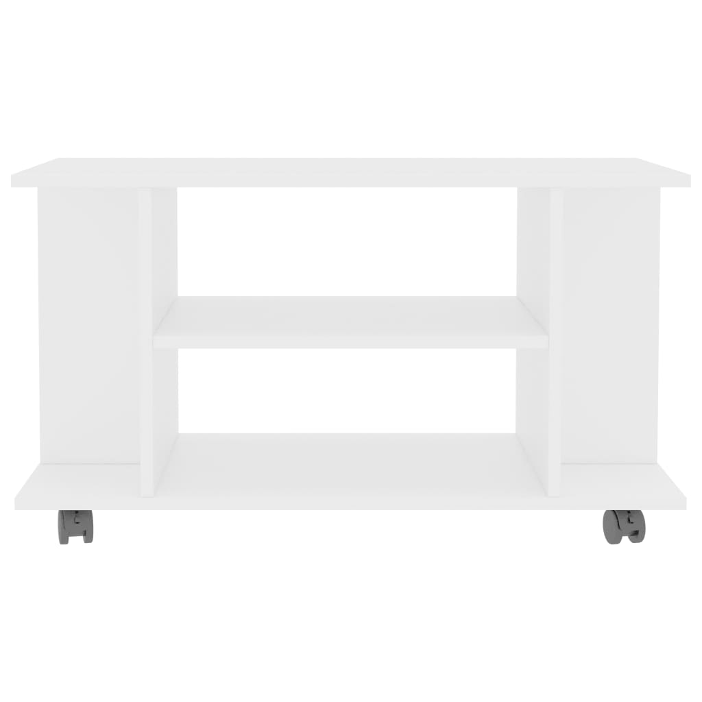 vidaXL Mueble de TV con ruedas madera de ingeniería blanco 80x40x45 cm
