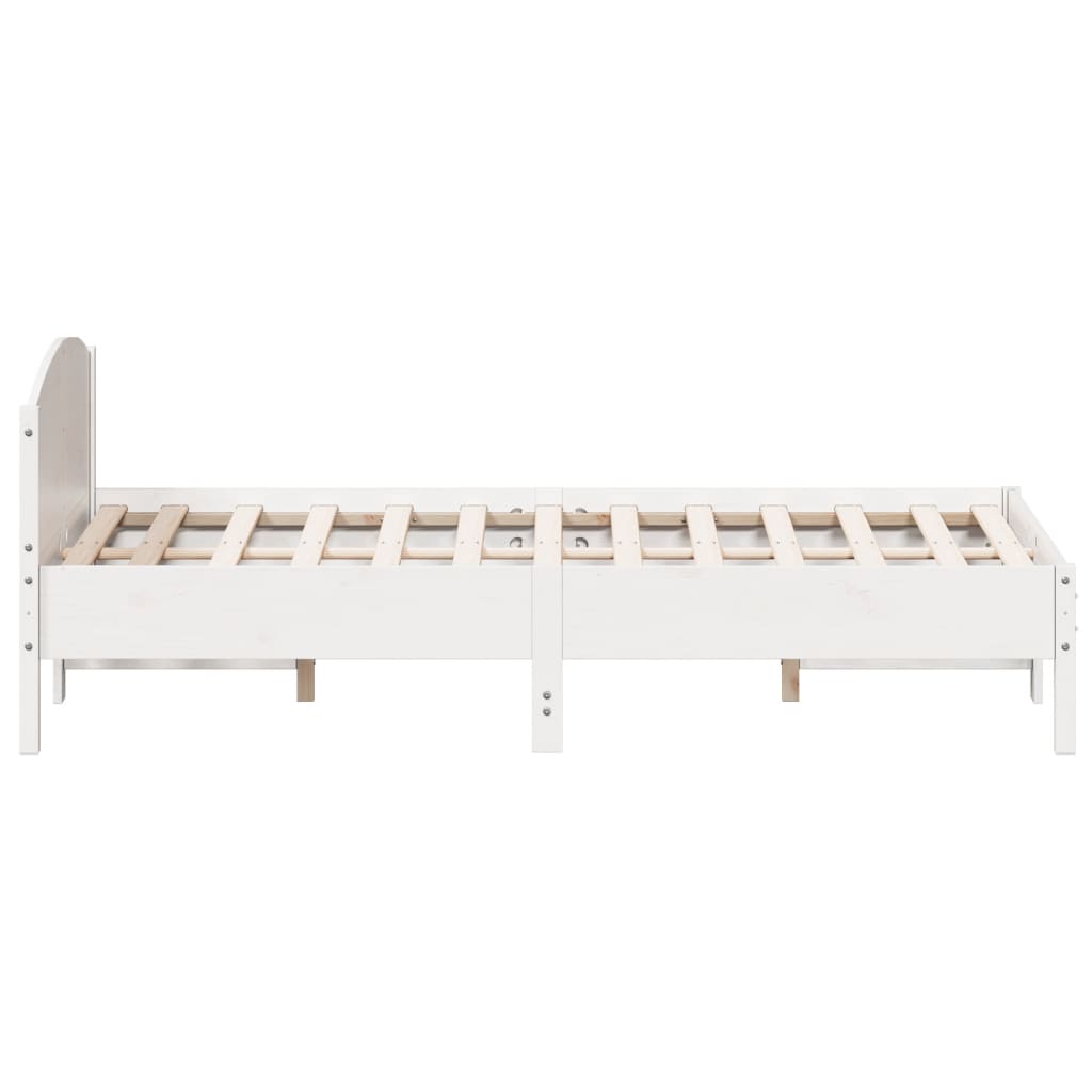 vidaXL Estructura de cama con cabecero madera pino blanco 160x200 cm
