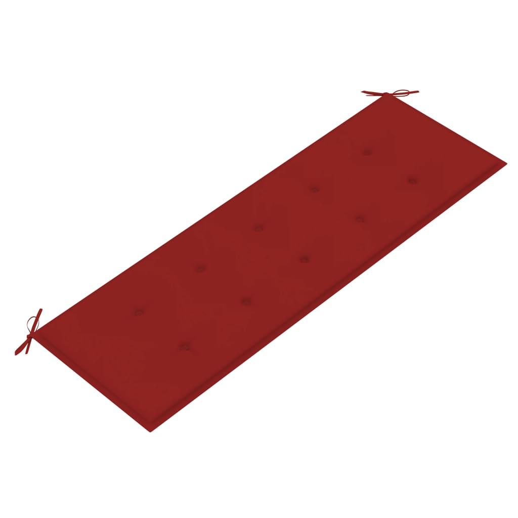 vidaXL Banco Batavia con cojín rojo madera maciza de teca 150 cm