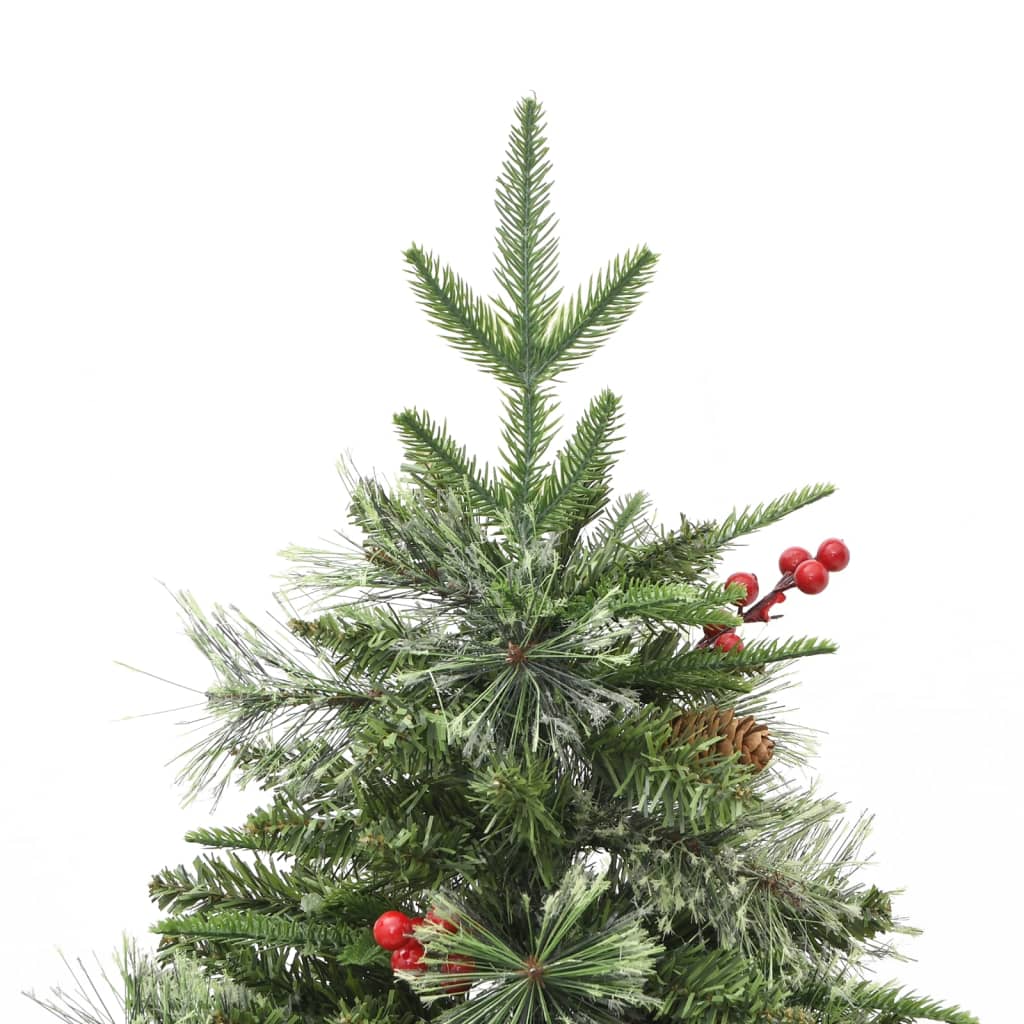 vidaXL Árbol de Navidad con luces y piñas PVC PE verde 150 cm