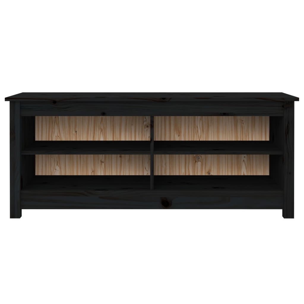 vidaXL Banco zapatero madera maciza de pino negro 110x38x45,5 cm