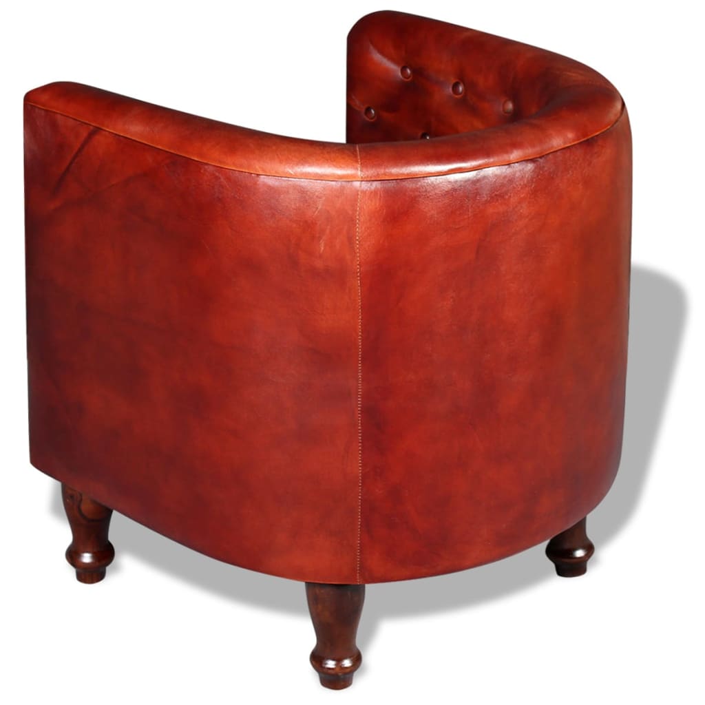 vidaXL Sillón diseño de cubo cuero auténtico marrón