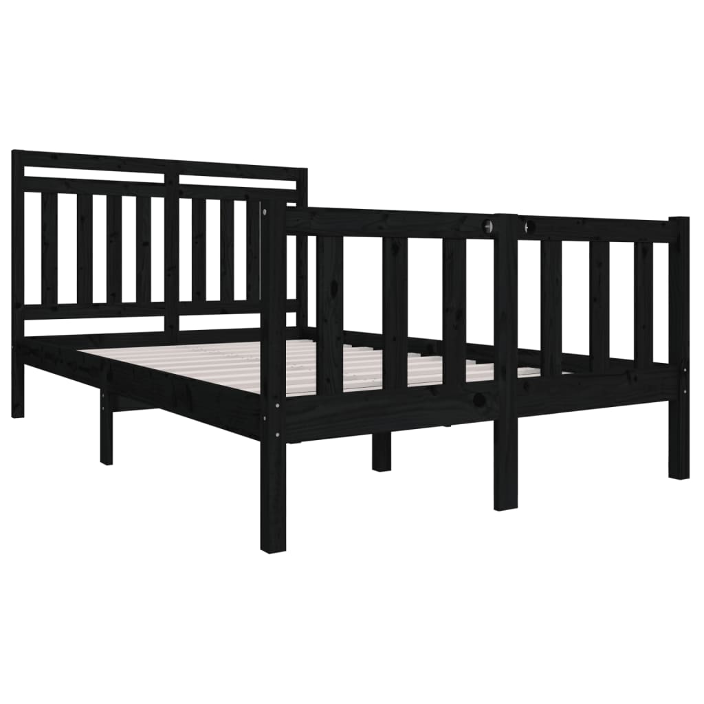 vidaXL Estructura de cama de madera maciza negra 120x200 cm