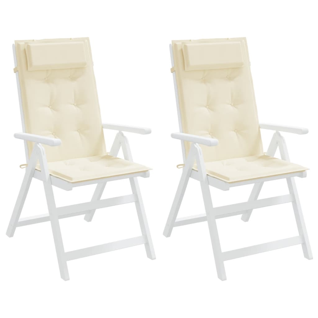 vidaXL Cojines de silla respaldo alto 2 uds tela Oxford color crema