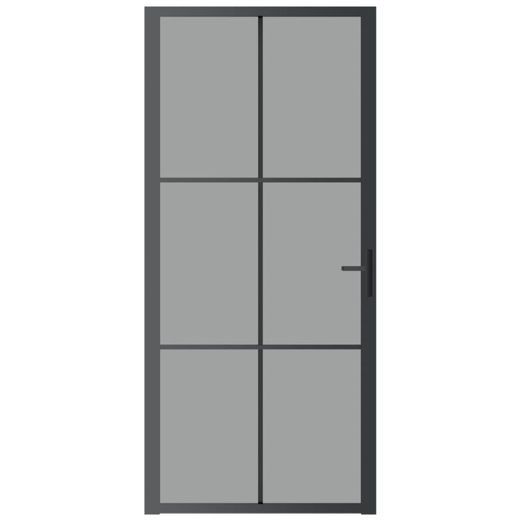 vidaXL Puerta interior vidrio EGS y aluminio negro 93x201,5 cm