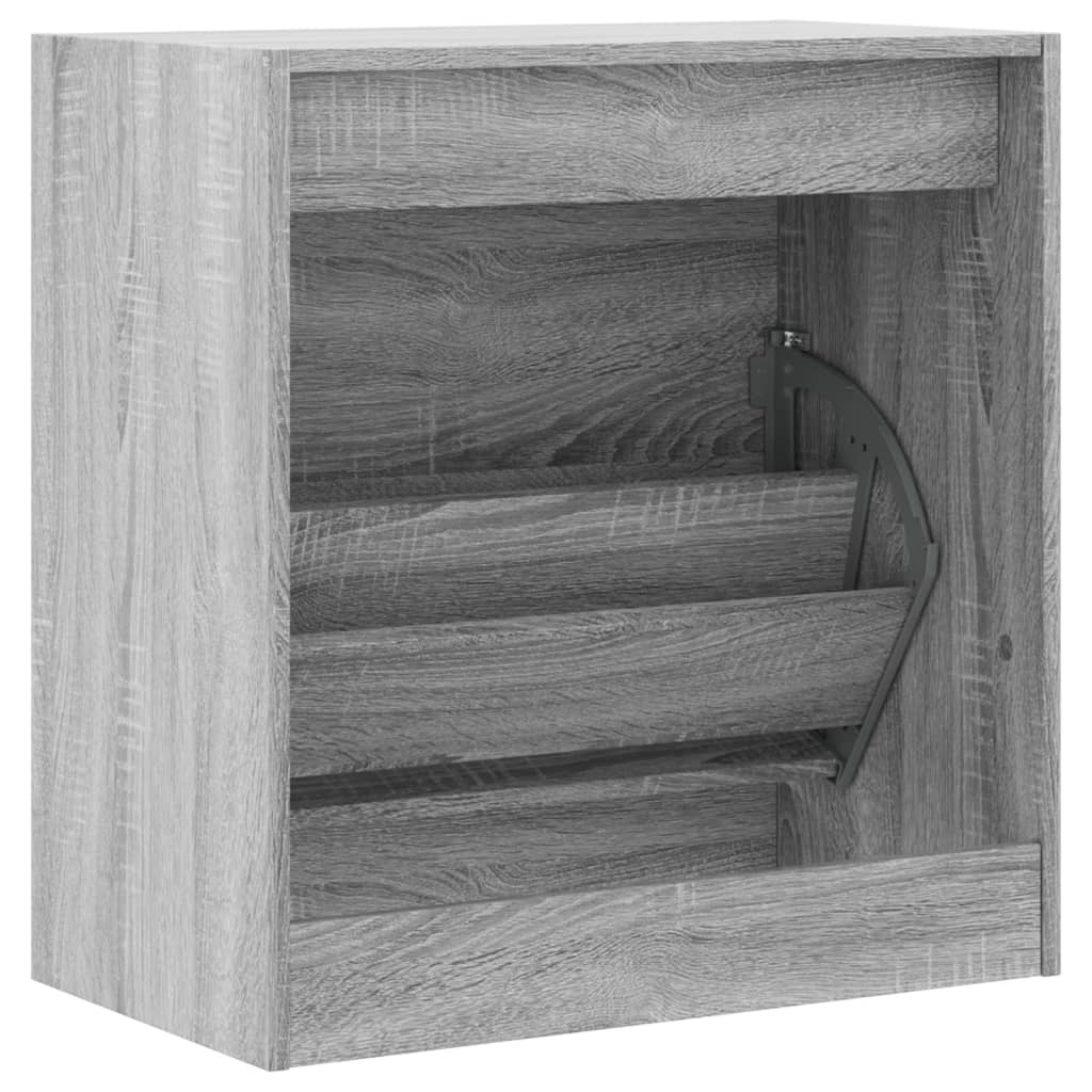 vidaXL Zapatero de madera de ingeniería gris Sonoma 60x34x63,5 cm