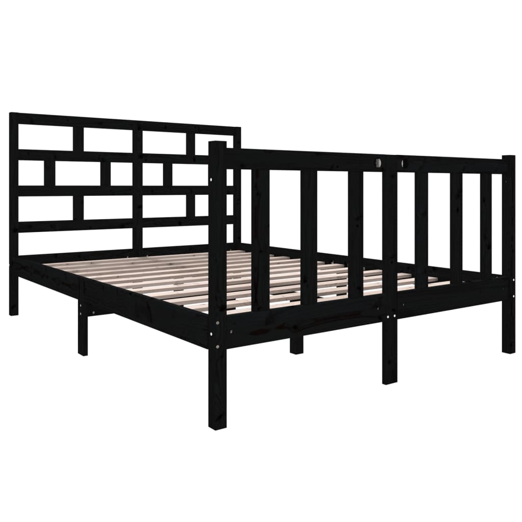 vidaXL Estructura de cama de madera maciza de pino negro 140x190 cm