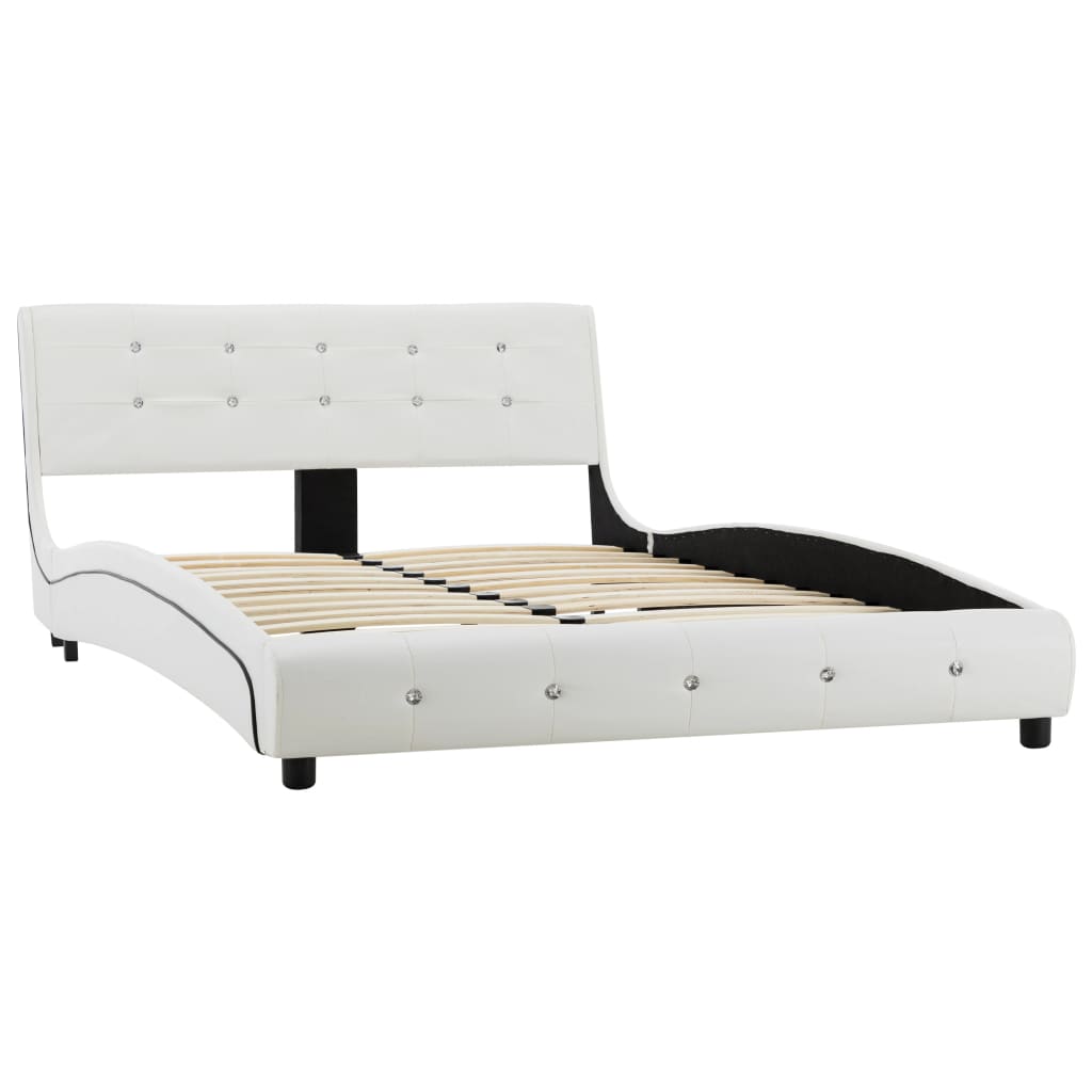 vidaXL Estructura de cama cuero sintético blanco 120x200 cm