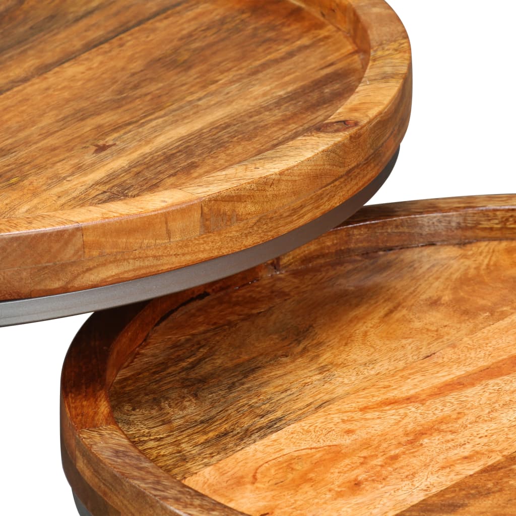 vidaXL Set de mesas auxiliares 2 uds madera maciza de mango