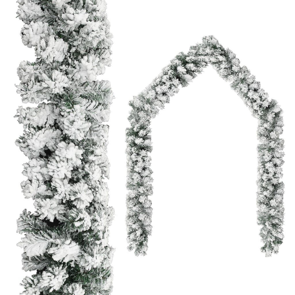 vidaXL Guirnalda de Navidad con nieve flocada verde 5 m PVC
