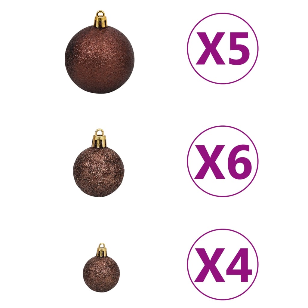 vidaXL Medio árbol de Navidad con luces y bolas blanco 150 cm