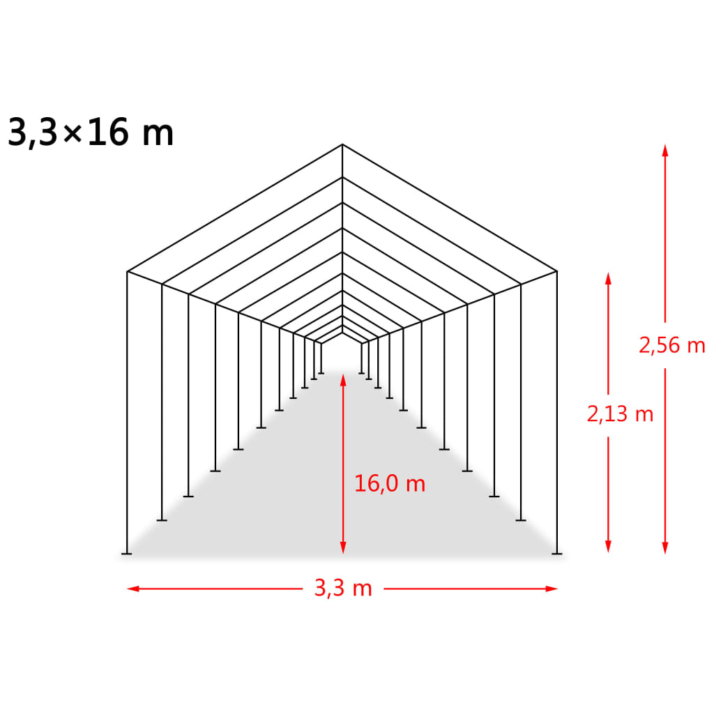 vidaXL Carpa para ganado desmontable PVC verde oscuro 550g/m² 3,3x16 m
