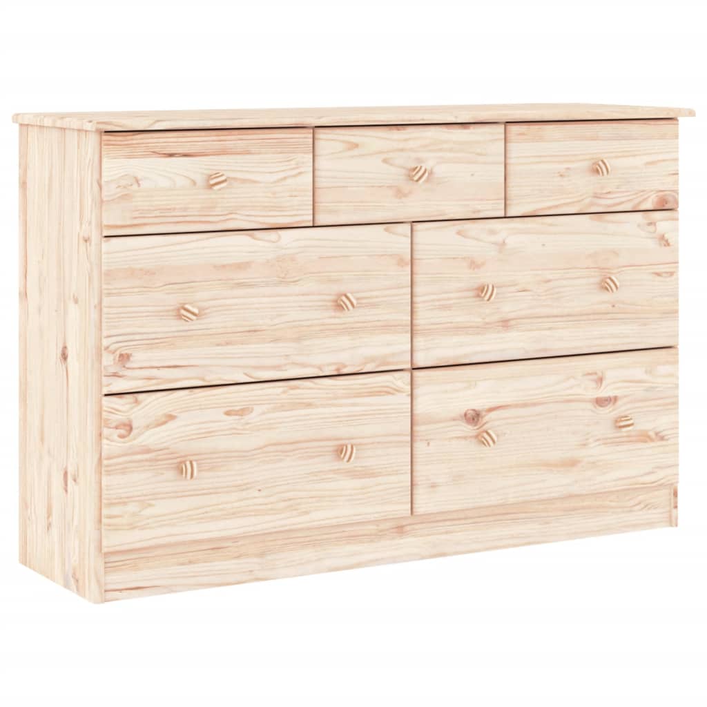 vidaXL Cómoda cajonera ALTA madera maciza pino 112x35x73 cm vidaXL.es