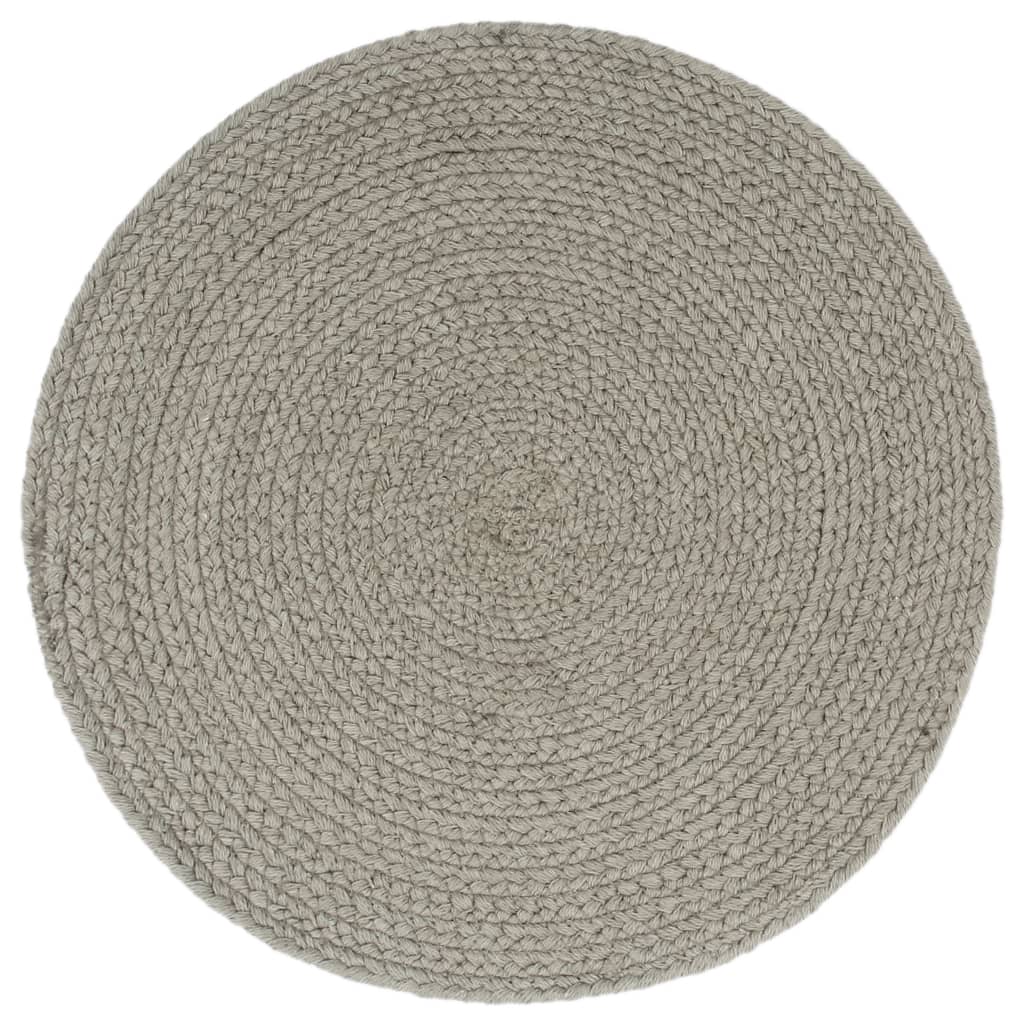 vidaXL Manteles individuales redondos 4 uds algodón gris liso 38 cm
