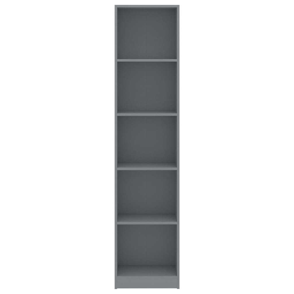 vidaXL Estantería de 5 niveles madera contrachapada gris 40x24x175 cm
