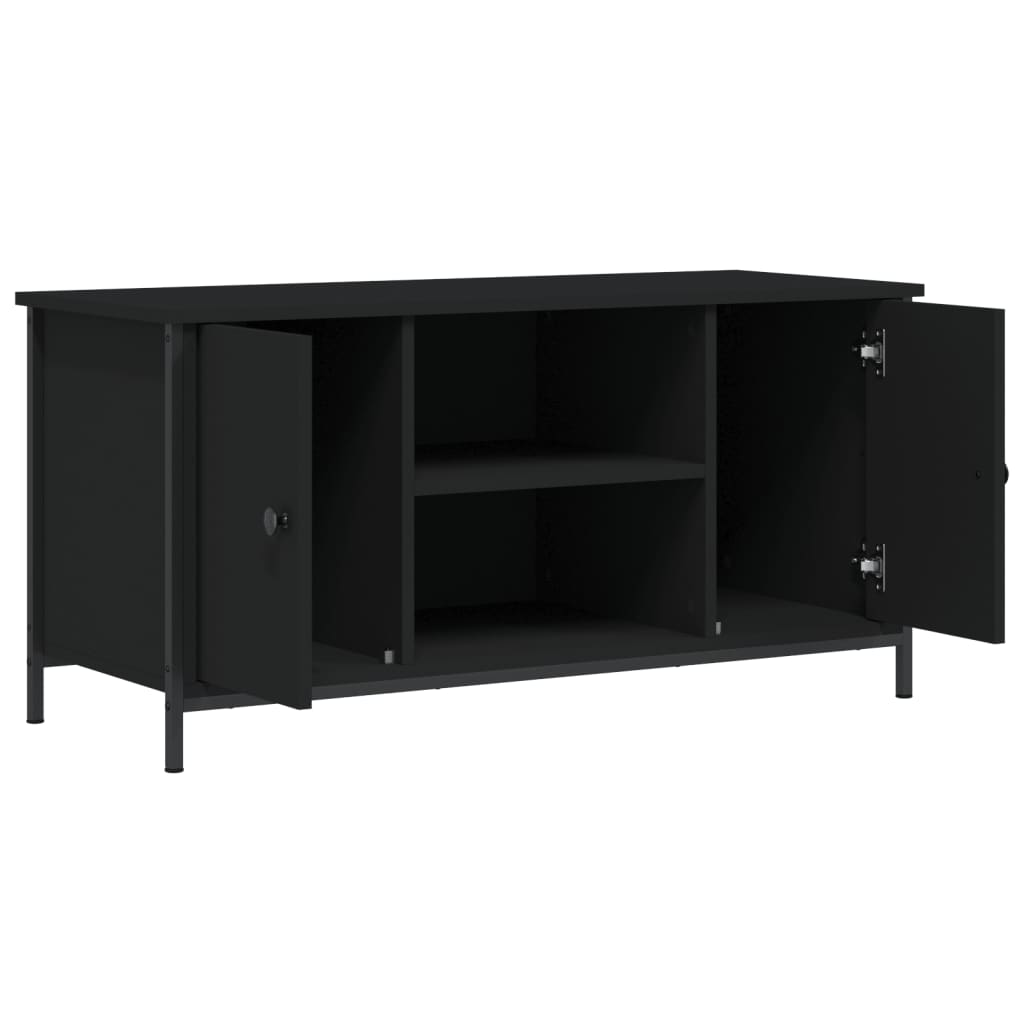vidaXL Mueble para TV madera contrachapada negro 100x40x50 cm