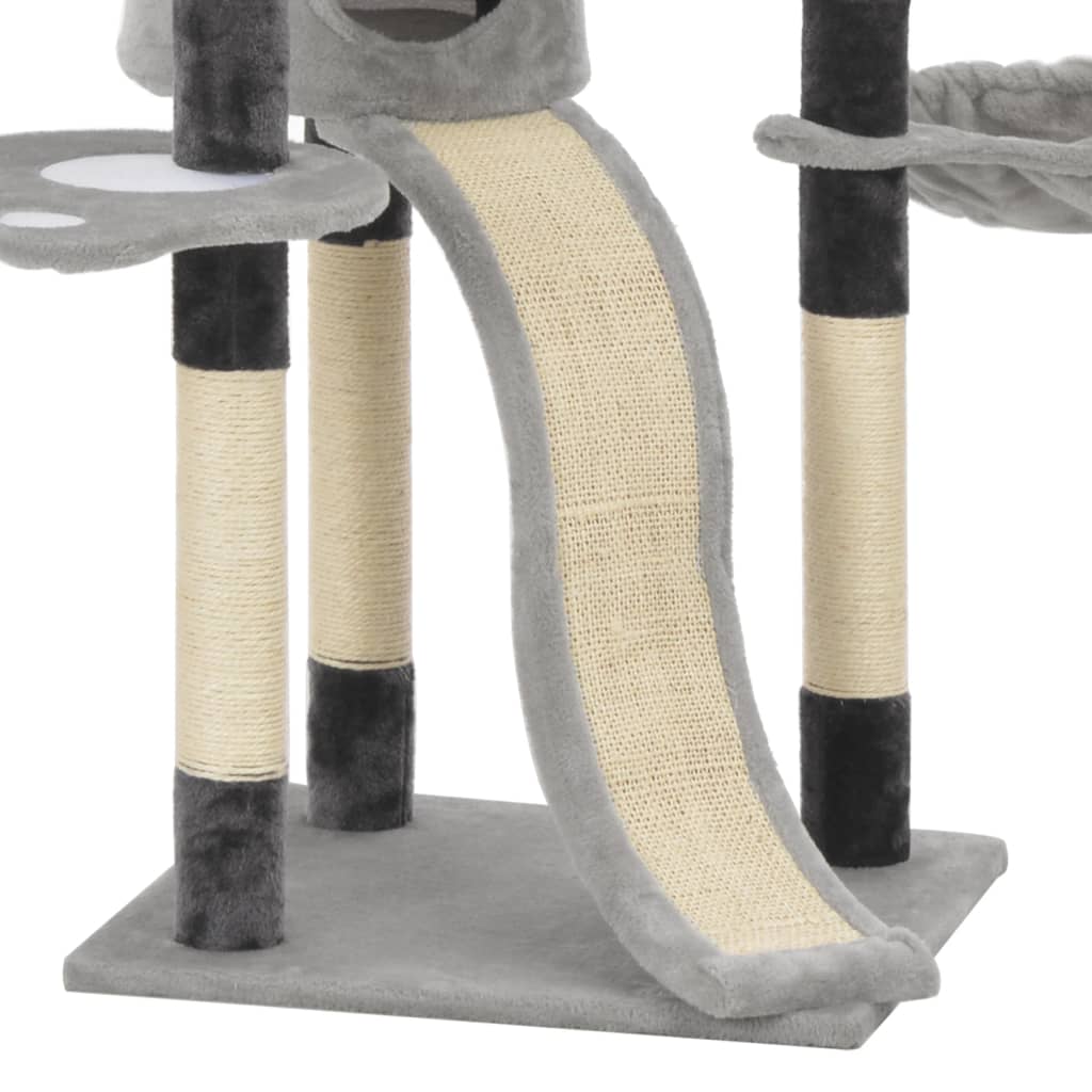vidaXL Árbol para gatos con postes rascadores de sisal gris 145 cm