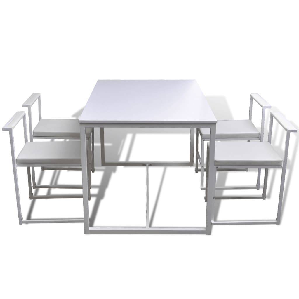 vidaXL Conjunto de mesa de comedor y sillas 5 piezas blanco