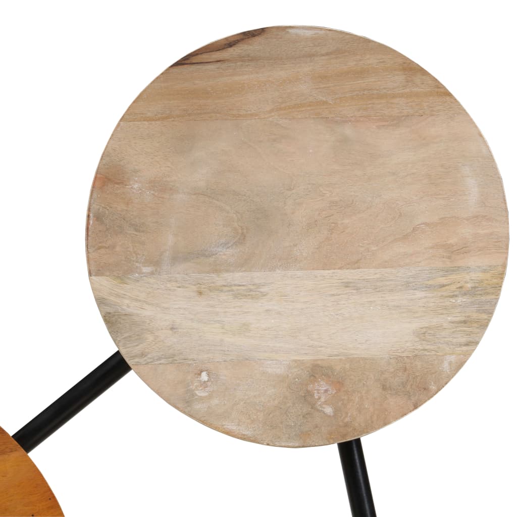 vidaXL Mesa centro madera mango maciza y acero 89x77x52 cm