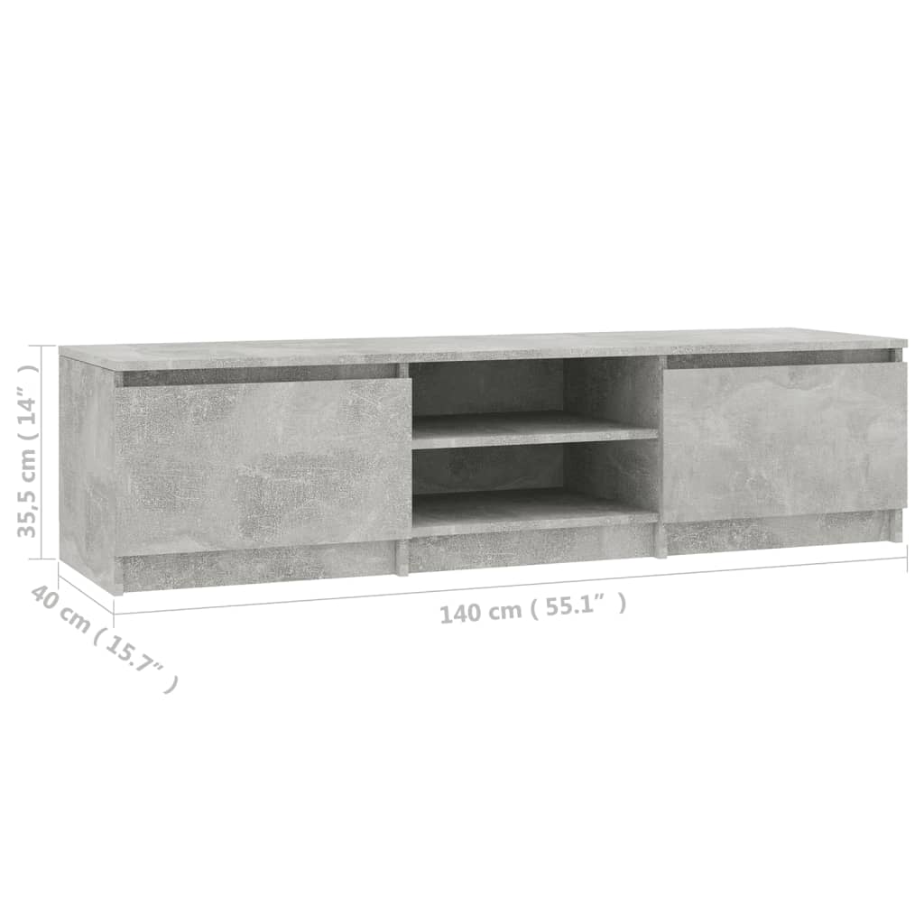 vidaXL Mueble de TV madera contrachapada gris hormigón 140x40x35,5 cm