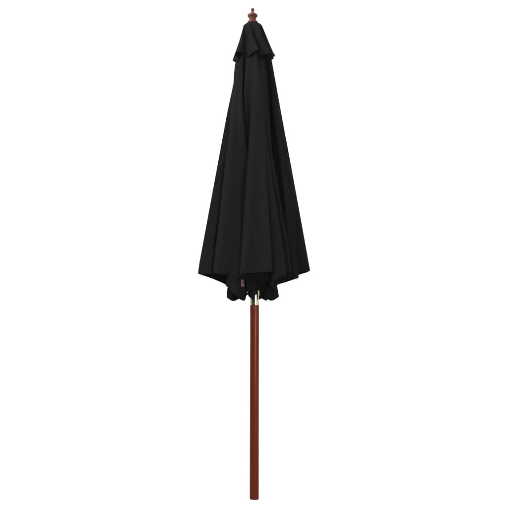 vidaXL Sombrilla de jardín con palo de madera negro 300x258 cm