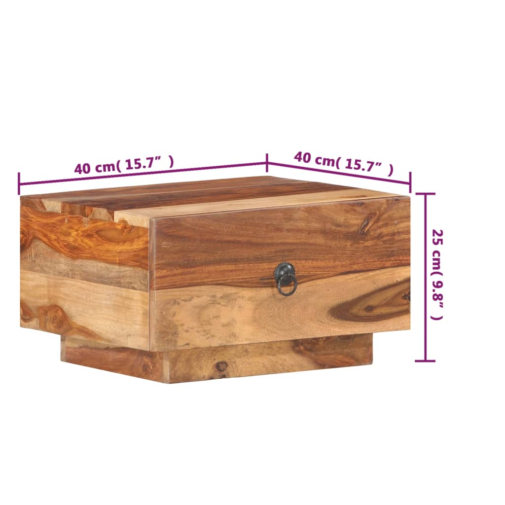 vidaXL Mesita de noche de madera maciza de sheesham 40x40x25 cm