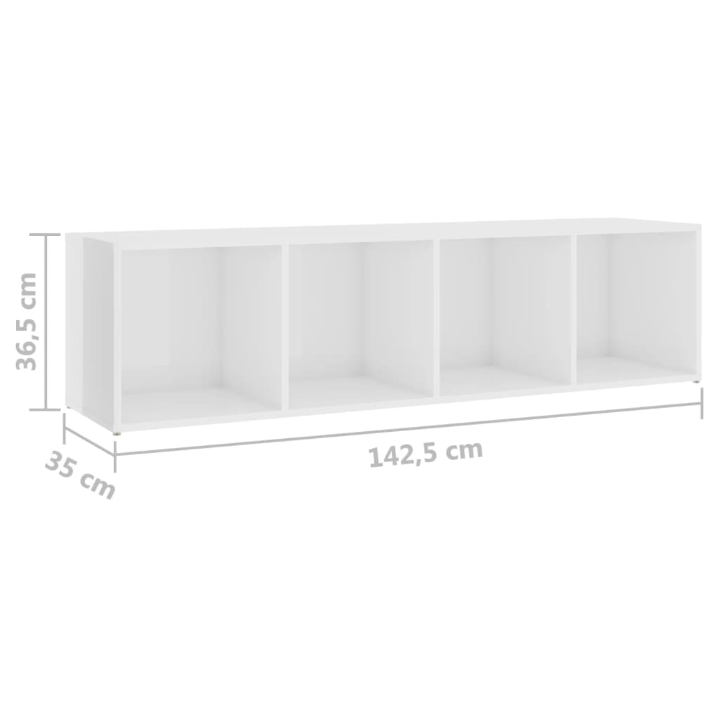 vidaXL Muebles de TV 2 uds aglomerado blanco brillante 142,5x35x36,5cm