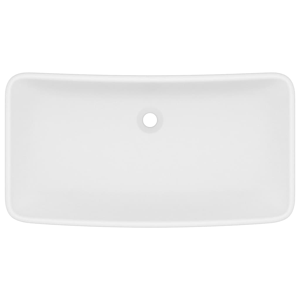 vidaXL Lavabo de lujo de cerámica rectangular blanco mate 71x38 cm
