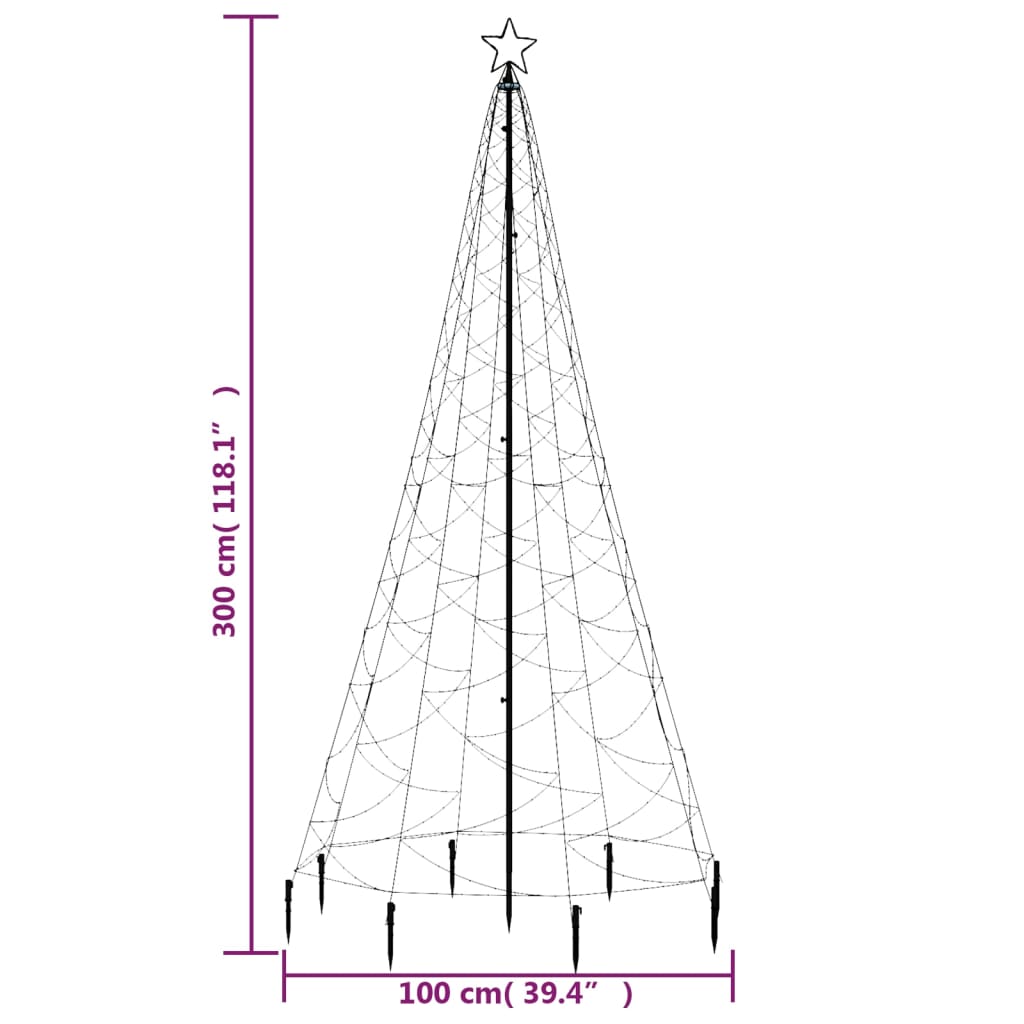 vidaXL Árbol de Navidad con poste de metal 500 LEDs blanco frío 3 m
