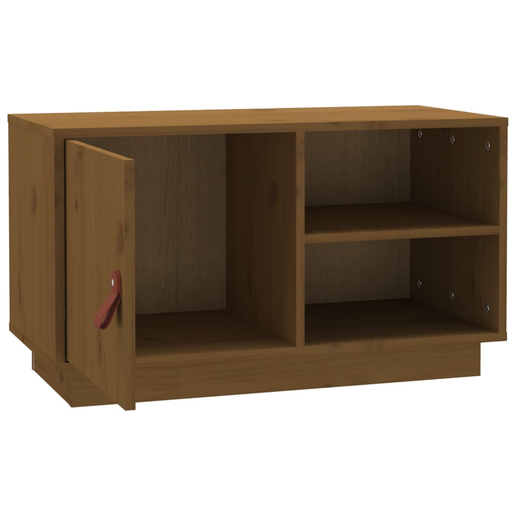 vidaXL Mueble de TV madera maciza de pino marrón miel 70x34x40 cm