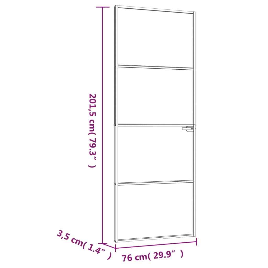 vidaXL Puerta de interior vidrio templado y aluminio blanco 76x201,5cm