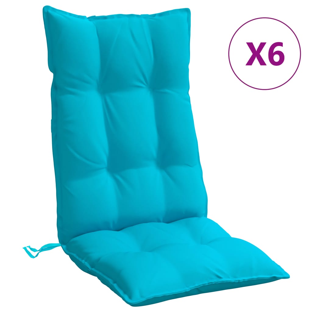 vidaXL Cojines para silla con respaldo alto 6 uds tela Oxford turquesa