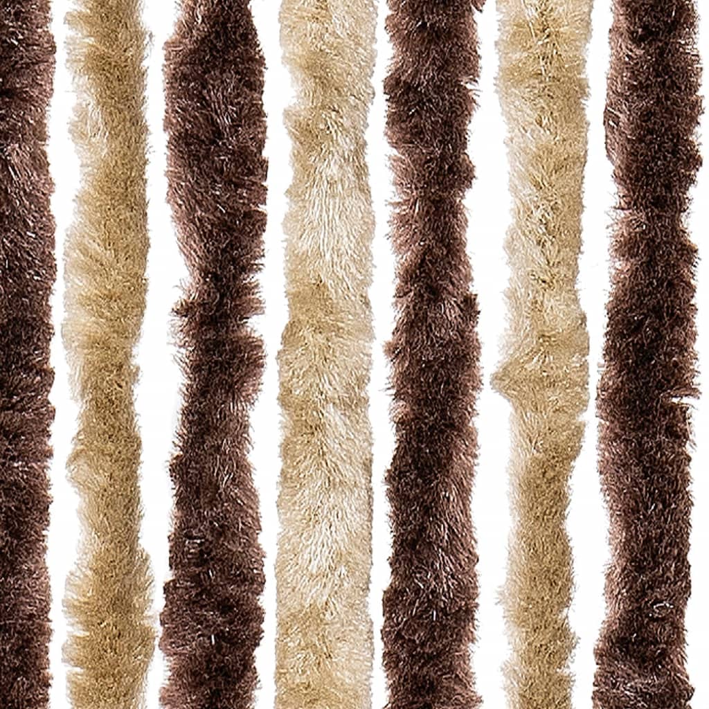 vidaXL Cortina antimoscas chenilla beige y marrón claro 100x230 cm