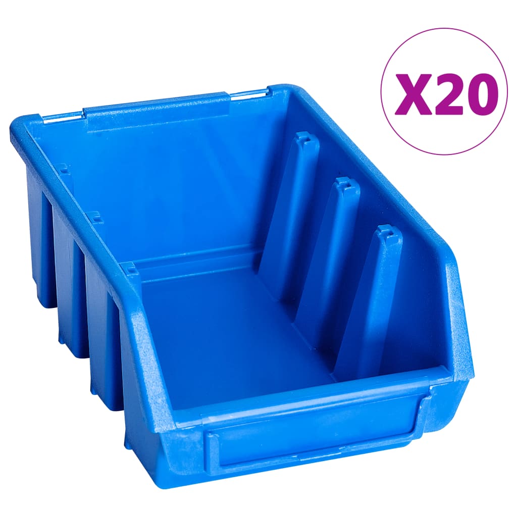 vidaXL Contenedores de almacenaje apilables 20 unidades plástico azul
