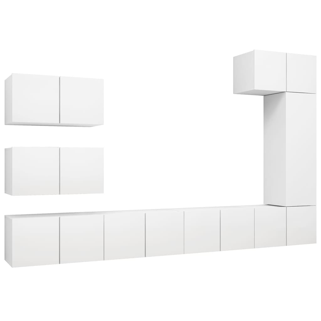 vidaXL Set de muebles de salón TV 8 piezas madera de ingeniería blanco