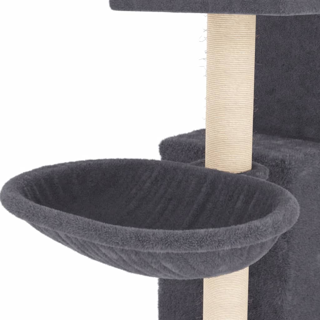 vidaXL Rascador para gatos con postes de sisal gris oscuro 83 cm