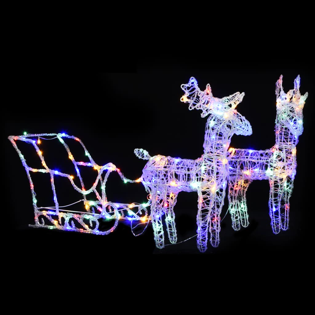vidaXL Reno y trineo adorno navideño 160 LEDs acrílico 130 cm