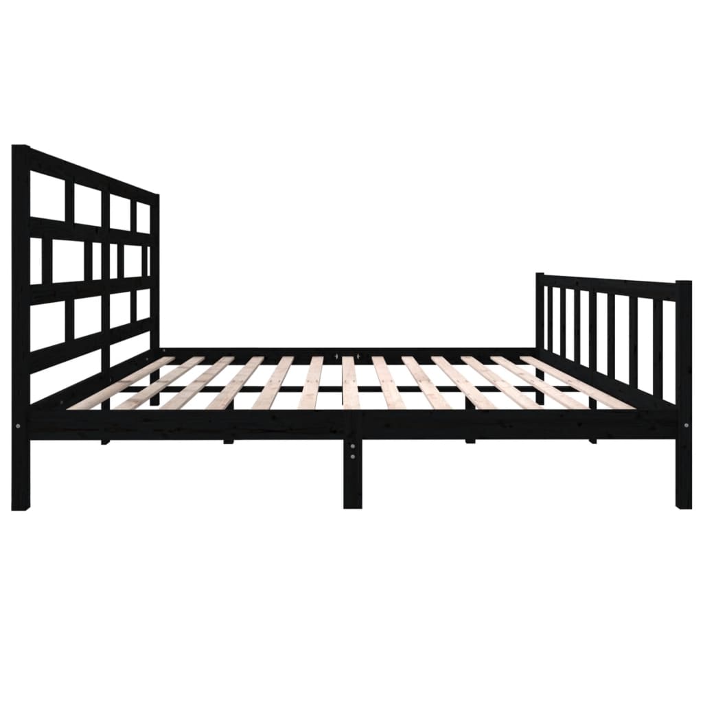 vidaXL Estructura de cama madera maciza Super King negra 180x200 cm
