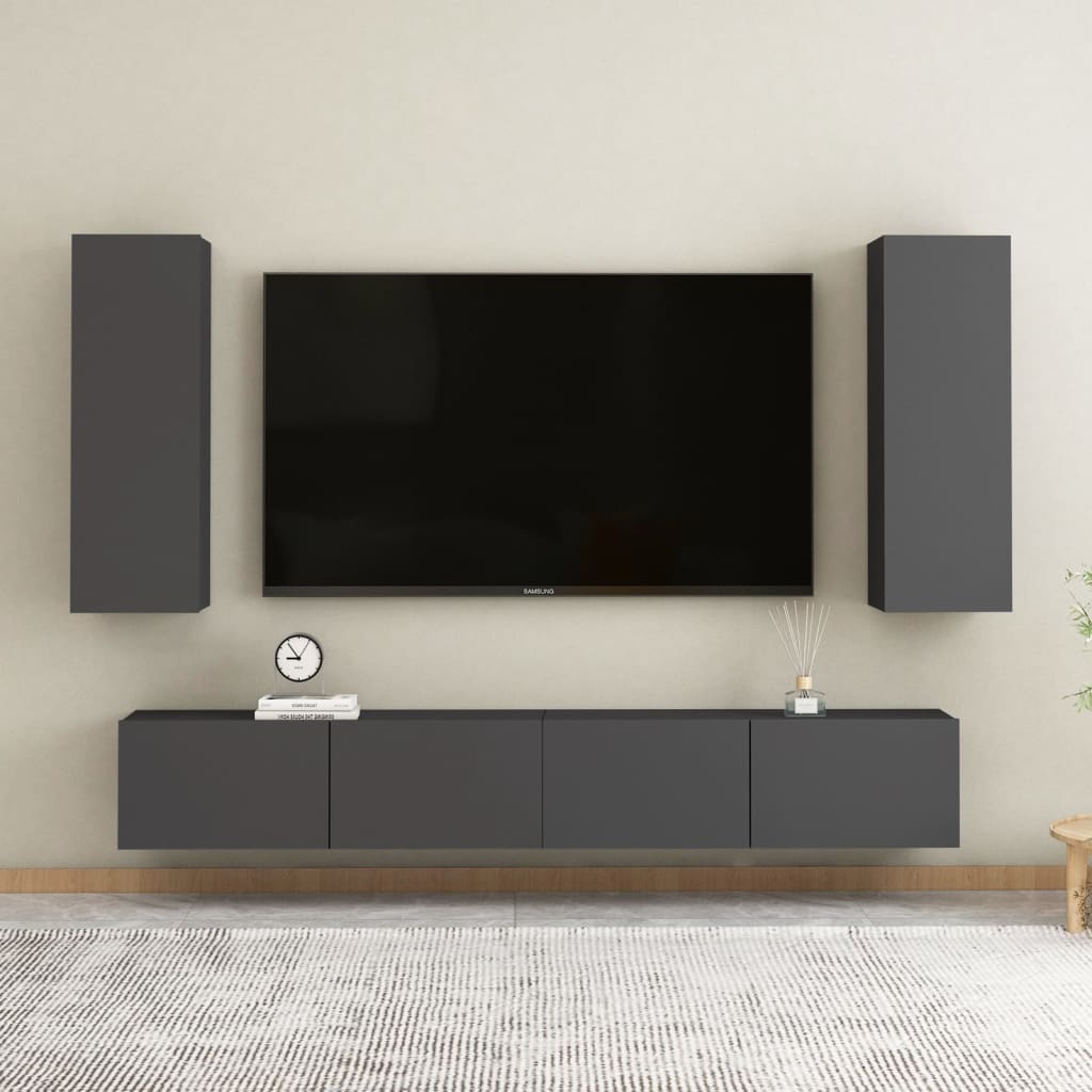 vidaXL Mueble para TV madera contrachapada gris 30,5x30x90 cm
