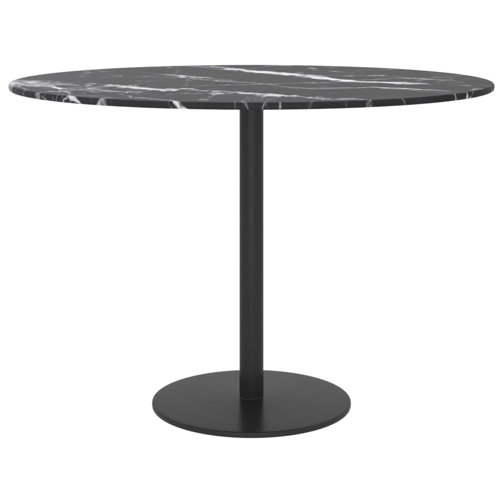 vidaXL Tablero de mesa diseño mármol vidrio templado negro Ø60x0,8 cm